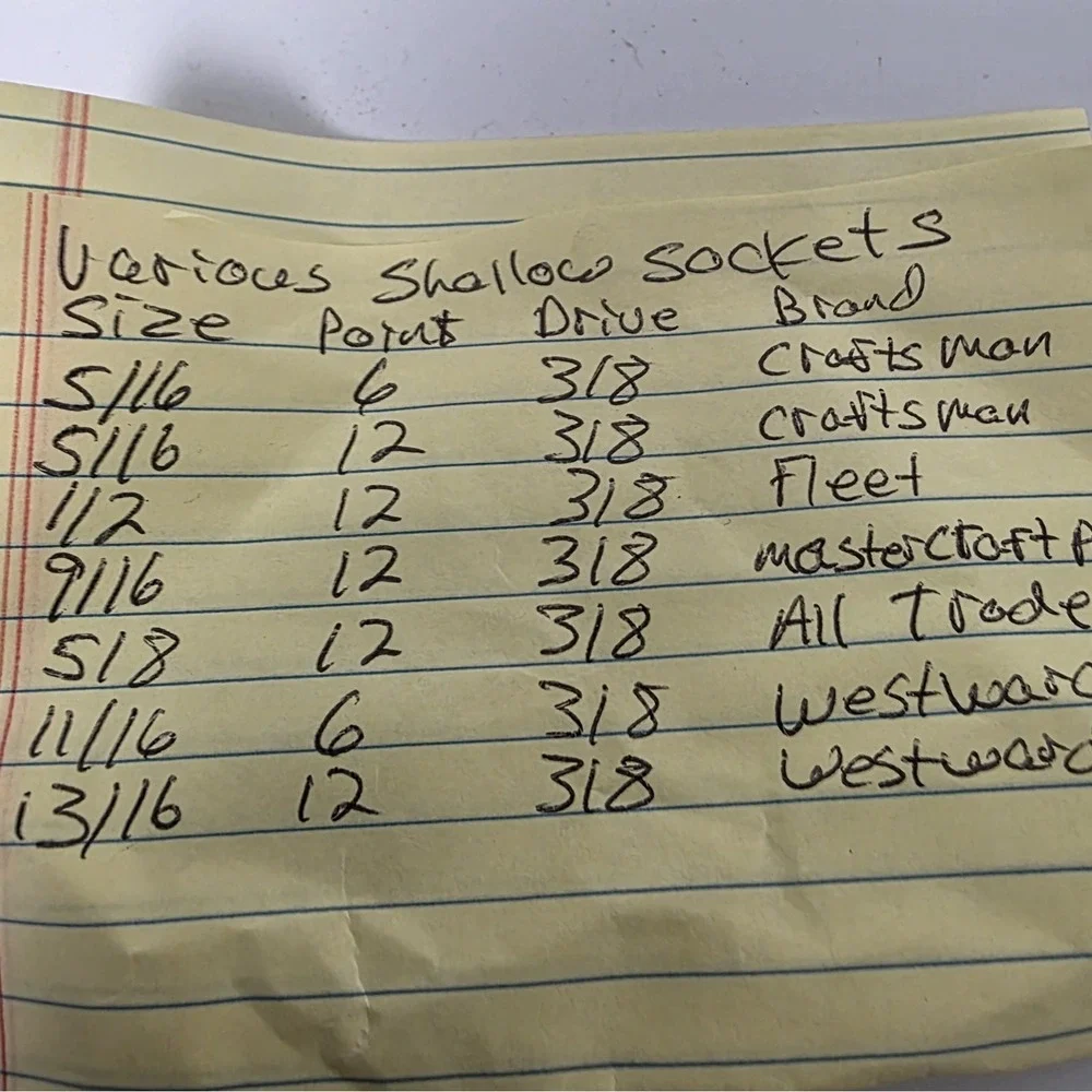 Used Various Shallow Sockets Assorted Sizes *See Pics For‎ List #988